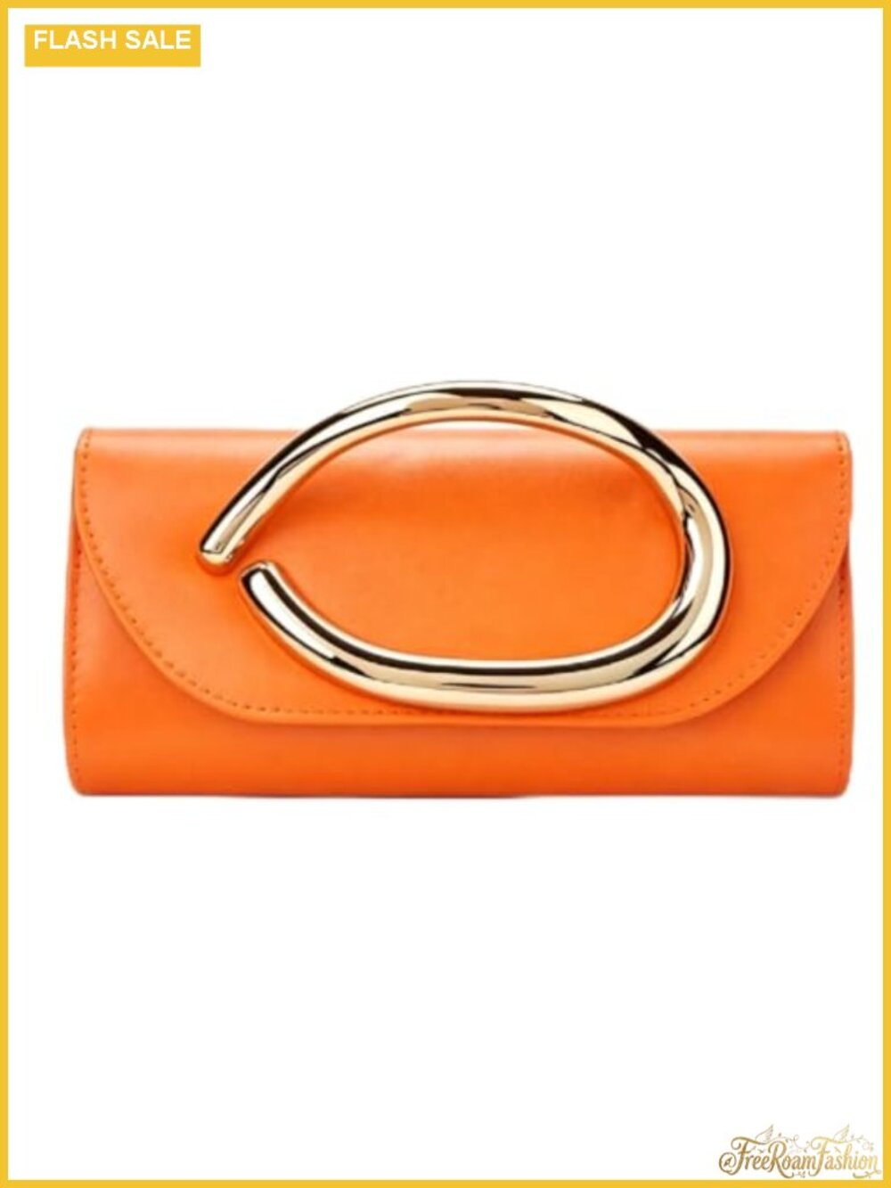 PU Leather Evening Clutch with Chain & Metal Handle - Formal Party Bag